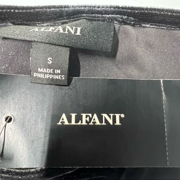 Alfani Top Boat Neck Black Velour Velvety Look Cap Sleeve Oversized Small - Picture 15 of 16